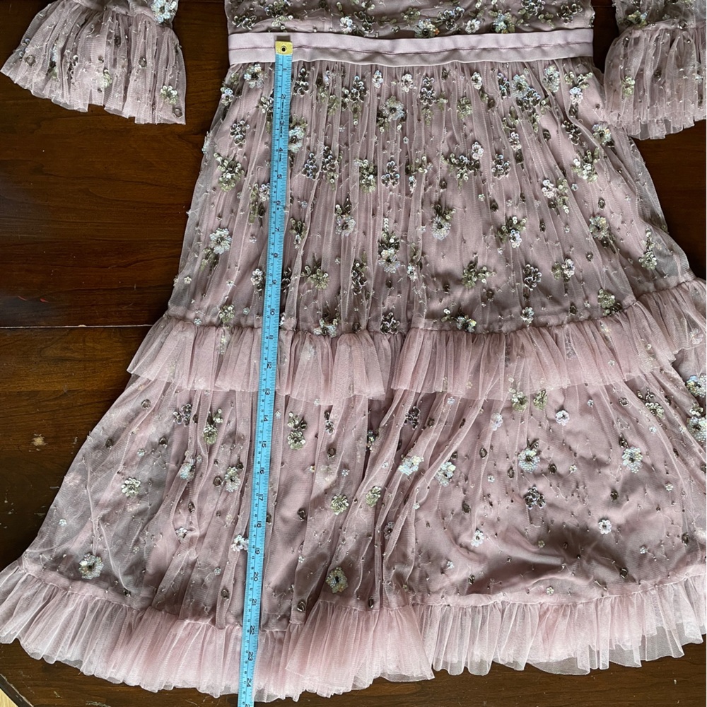 NWT Needle & Thread Pink Embellished Midi Dress - Picture 9 of 11